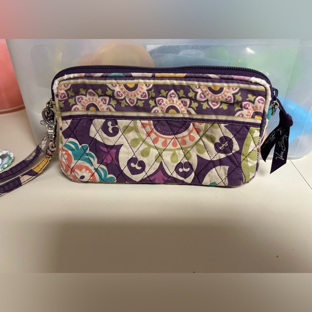 Vera Bradley Purple and Cream Wristlet